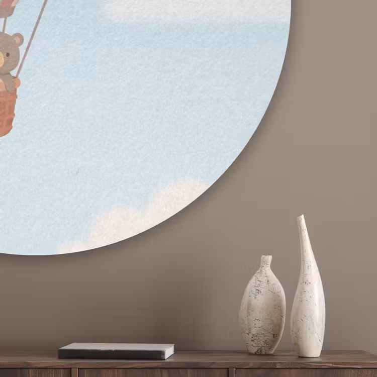 Luchtballon - Beren - Pastel Akoestische PET Vilt - Rond klein -sfeer5_closeup