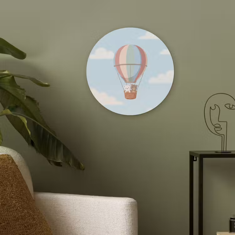 Luchtballon - Beren - Pastel Akoestische PET Vilt - Rond klein -sfeer2