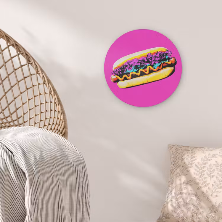 Hotdog - Roze - Retro Akoestische PET Vilt - Rond klein -sfeer4