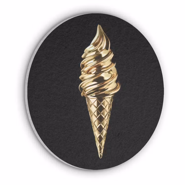 Ijs - Goud - Zwart - Eten Akoestische PET Vilt - Rond klein -3d