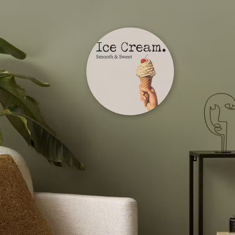 Ice cream - Softijs - Kleurrijk - Kers Akoestische PET Vilt - Rond klein -sfeer2