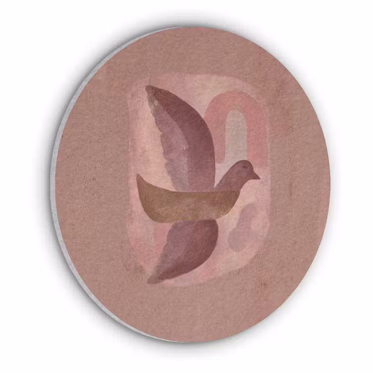 Illustratie - Vogels - Abstract - Roze Akoestische PET Vilt - Rond klein -3d