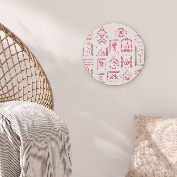Illustratie - Collectie - Kunst - Minimalistisch - Roze Akoestische PET Vilt - Rond klein -sfeer4