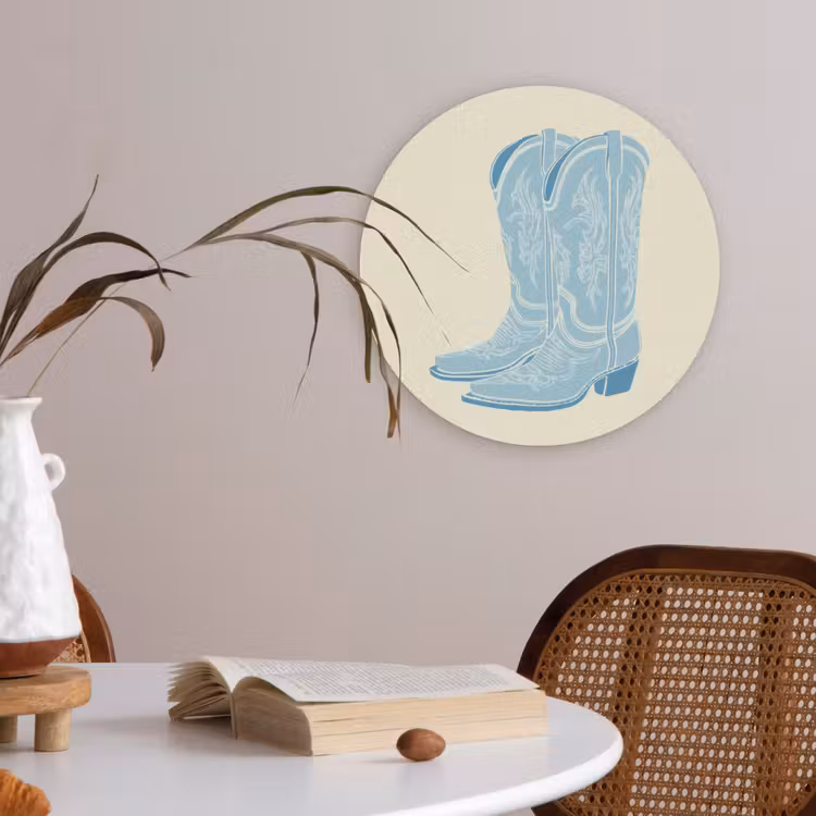 Illustratie - Cowboylaarzen - Patroon Akoestische PET Vilt - Rond klein -sfeer3