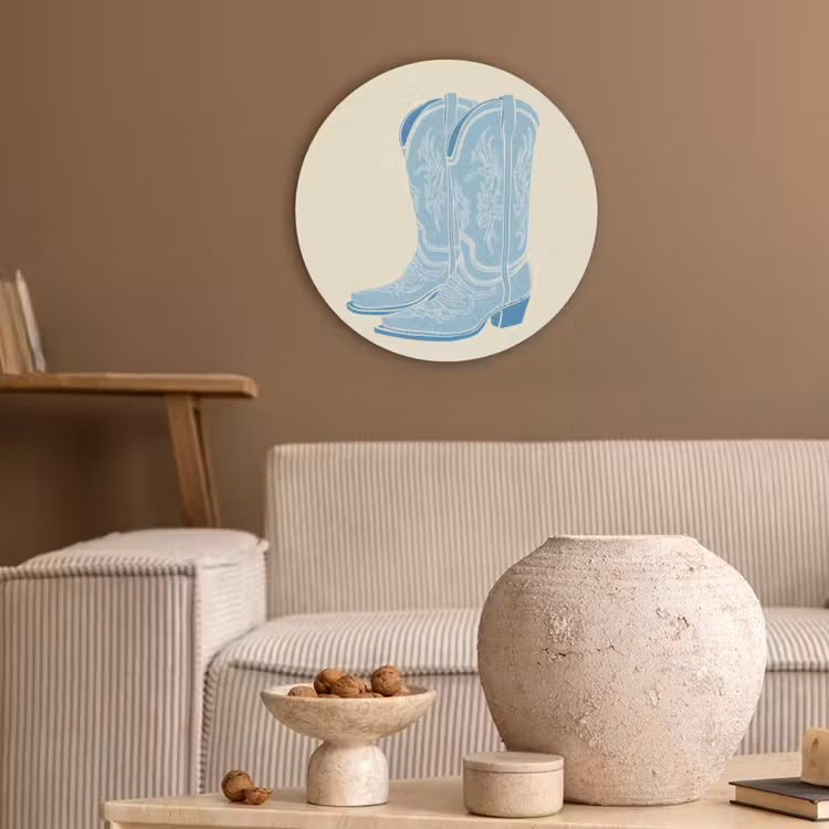 Illustratie - Cowboylaarzen - Patroon Akoestische PET Vilt - Rond klein -sfeer1
