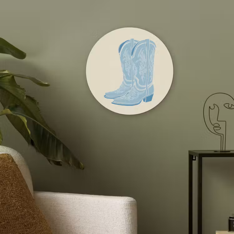 Illustratie - Cowboylaarzen - Patroon Akoestische PET Vilt - Rond klein -sfeer2