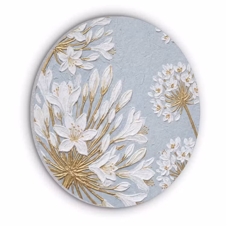 Illustratie - Bloemen - Blauw Akoestische PET Vilt - Rond klein -3d