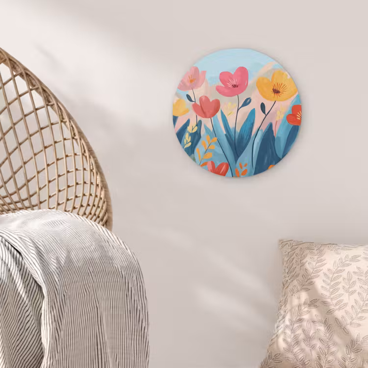 Illustratie - Bloemen - Kleurrijk Akoestische PET Vilt - Rond klein -sfeer4