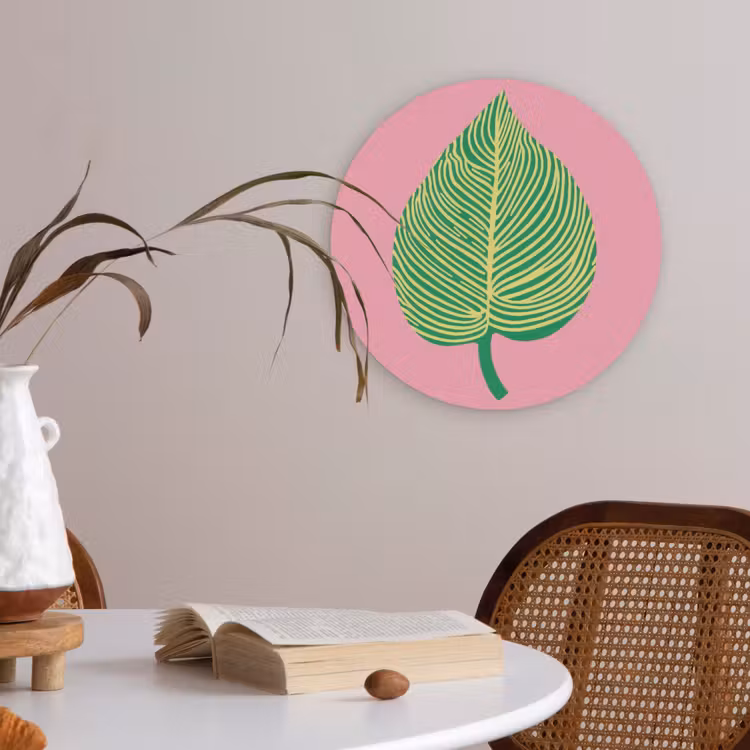 Illustratie - Blad - Minimalistisch - Groen Akoestische PET Vilt - Rond klein -sfeer3