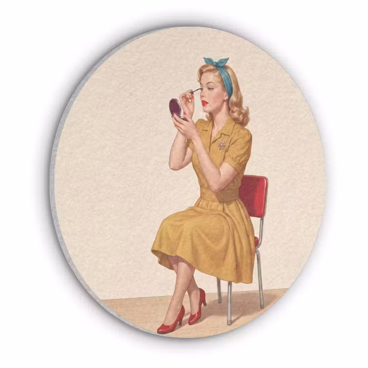 Illustratie - Mascara - Vrouw - Geel Akoestische PET Vilt - Rond klein -3d