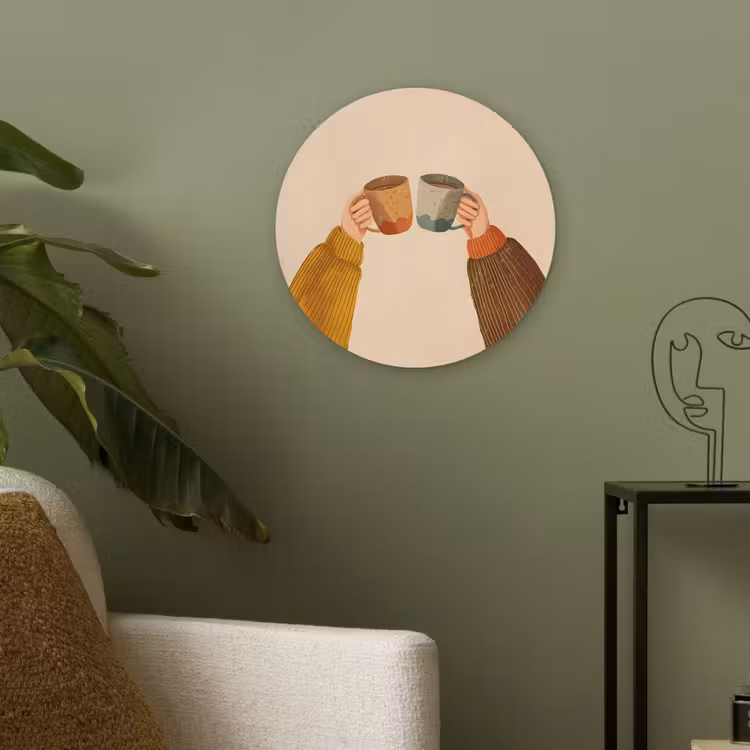 Illustratie - Mokken - Proosten - Bruin Akoestische PET Vilt - Rond klein -sfeer2