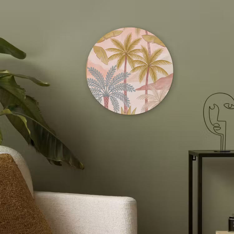 Illustratie - Palmbomen - Kleurrijk Akoestische PET Vilt - Rond klein -sfeer2