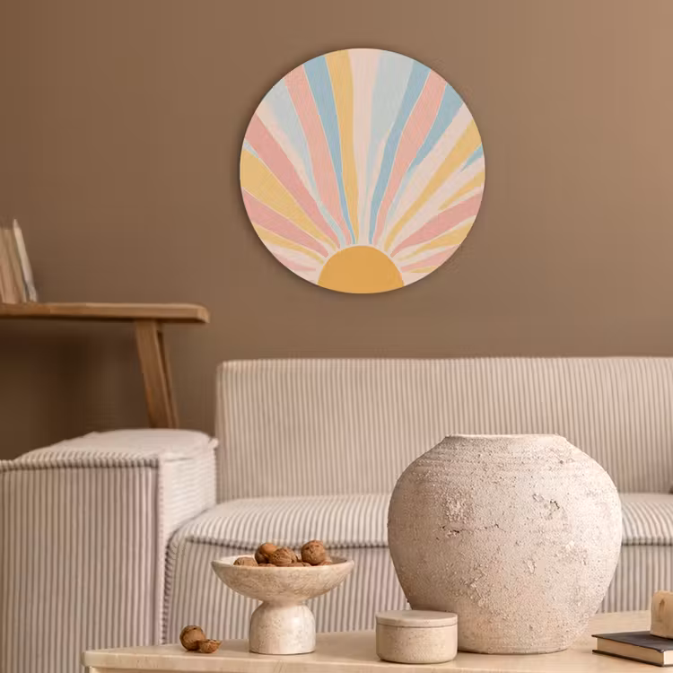 Illustratie - Zon - Pastelkleuren Akoestische PET Vilt - Rond klein -sfeer1
