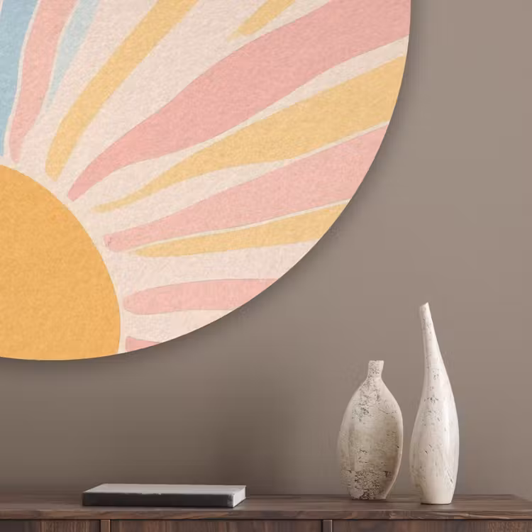 Illustratie - Zon - Pastelkleuren Akoestische PET Vilt - Rond klein -sfeer5_closeup