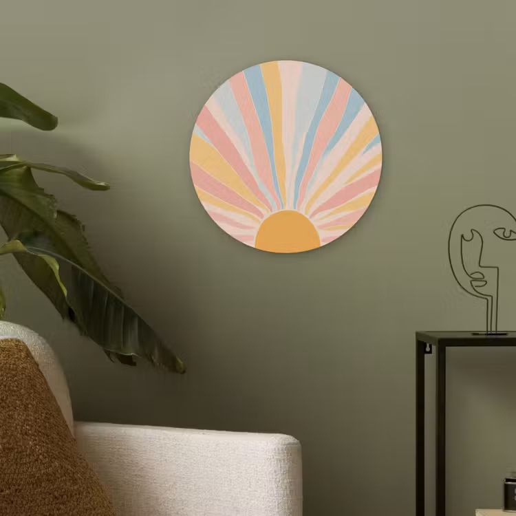 Illustratie - Zon - Pastelkleuren Akoestische PET Vilt - Rond klein -sfeer2