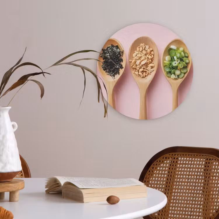 Ingrediënten - Lepels - Hout - Roze Akoestische PET Vilt - Rond klein -sfeer3