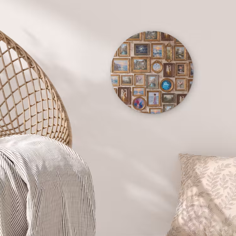 Interieur - Kunst - Collectie - Klassiek - Goud Akoestische PET Vilt - Rond klein -sfeer4