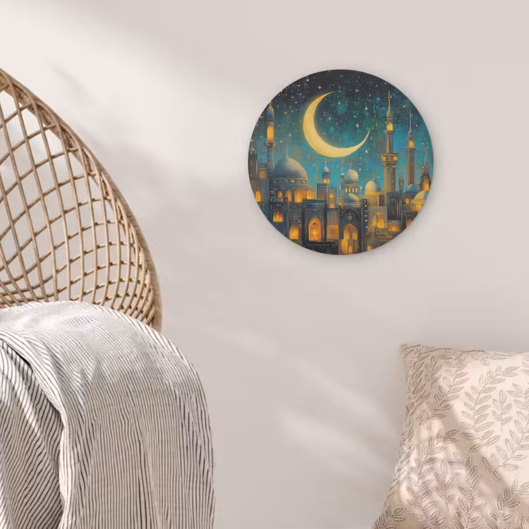 Islamitisch - Moskee - Ramadan - Islam Akoestische PET Vilt - Rond klein -sfeer4