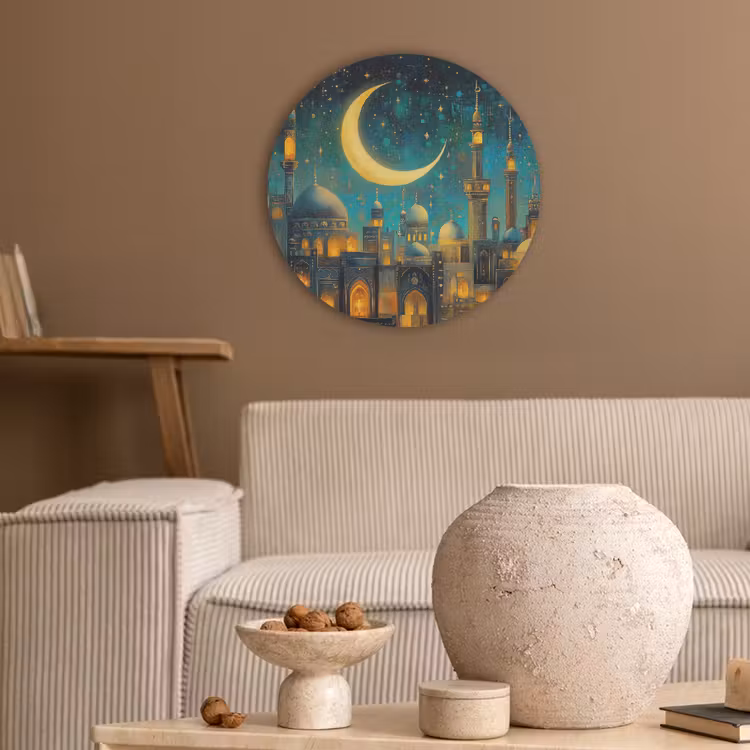 Islamitisch - Moskee - Ramadan - Islam Akoestische PET Vilt - Rond klein -sfeer1