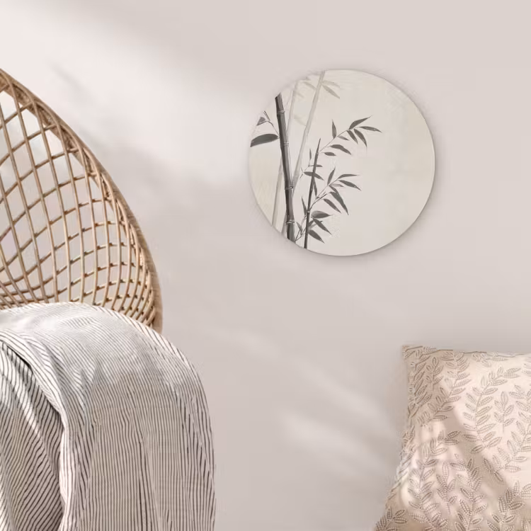 Japandi - Bamboe - Beige Akoestische PET Vilt - Rond klein -sfeer4