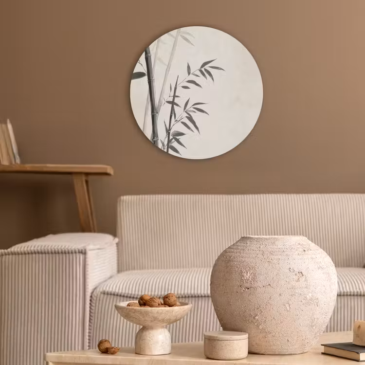 Japandi - Bamboe - Beige Akoestische PET Vilt - Rond klein -sfeer1