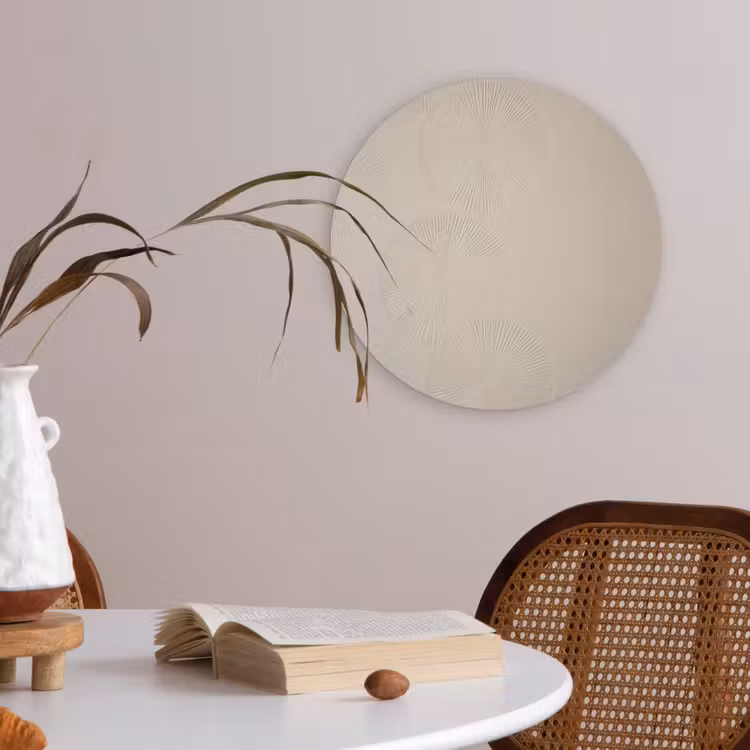 Japandi - Beige - Modern Akoestische PET Vilt - Rond klein -sfeer3