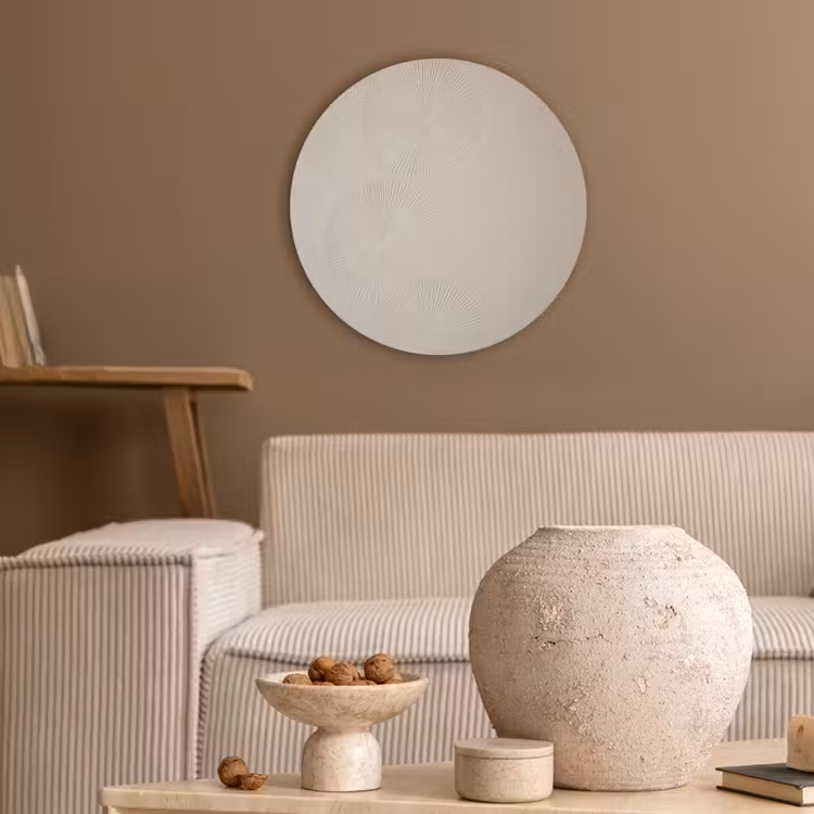 Japandi - Beige - Modern Akoestische PET Vilt - Rond klein -sfeer1