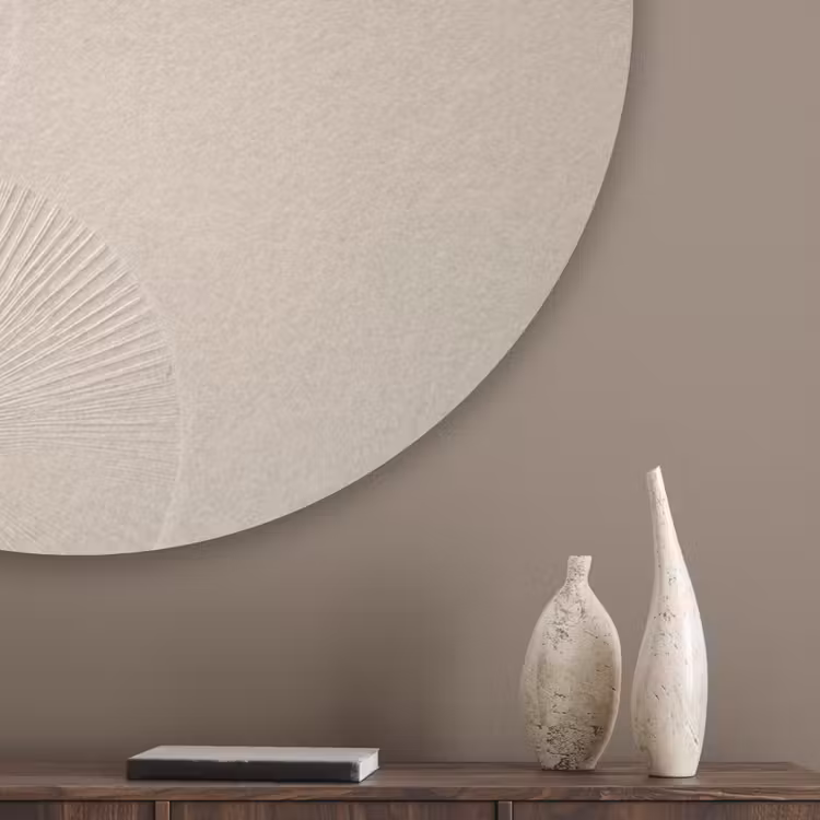 Japandi - Beige - Modern Akoestische PET Vilt - Rond klein -sfeer5_closeup