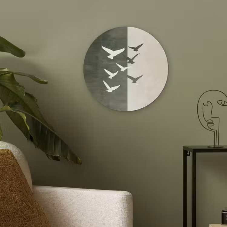 Japandi - Vogel - Groen Akoestische PET Vilt - Rond klein -sfeer2