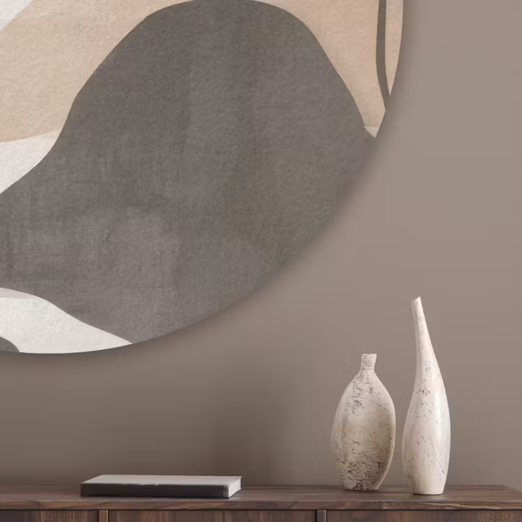 Japandi - Landschap - Beige Akoestische PET Vilt - Rond klein -sfeer5_closeup