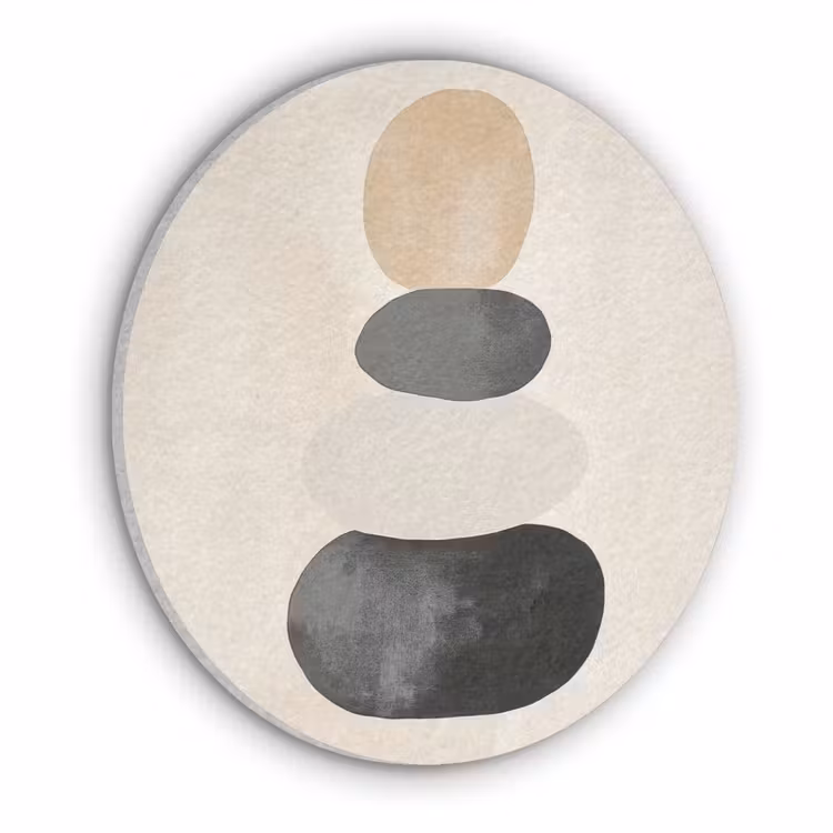 Japandi - Wabi sabi - Beige Akoestische PET Vilt - Rond klein -3d