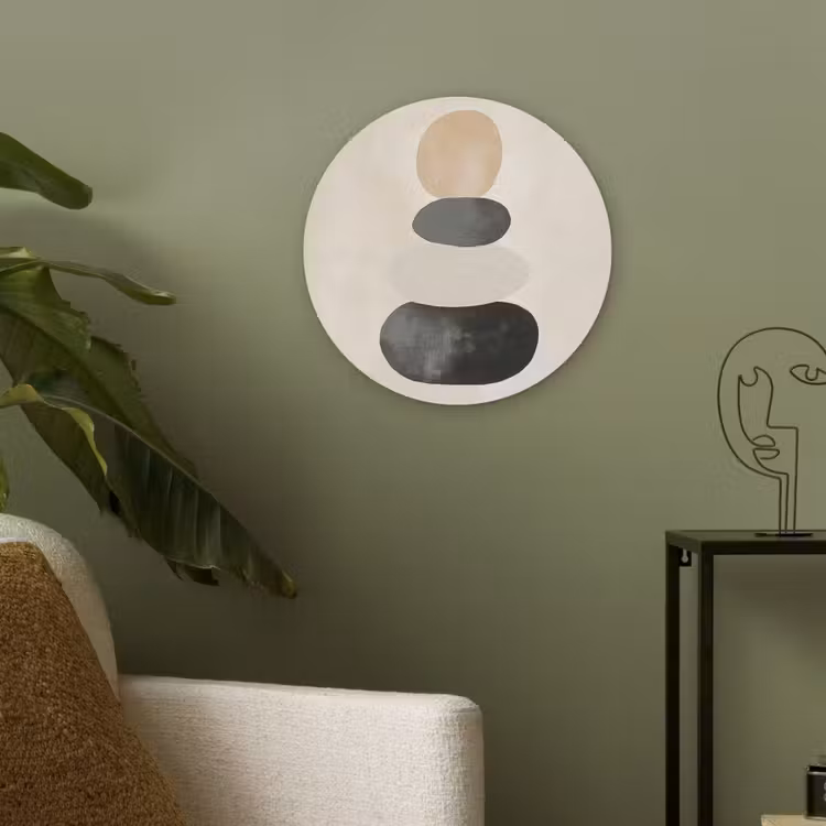 Japandi - Wabi sabi - Beige Akoestische PET Vilt - Rond klein -sfeer2