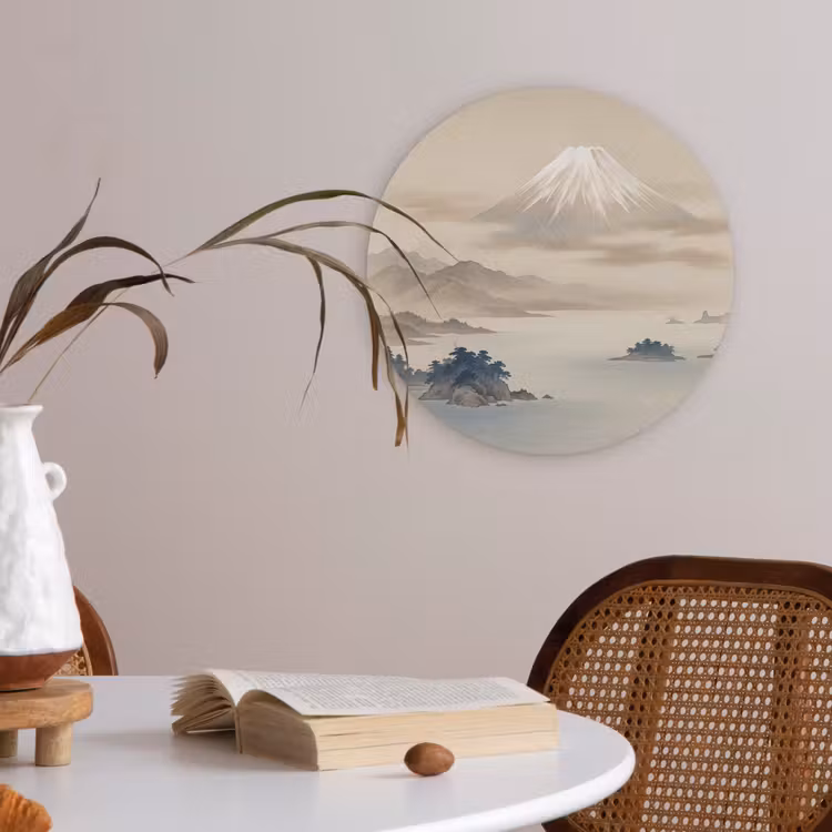 Japans - Landschap - Beige Akoestische PET Vilt - Rond klein -sfeer3