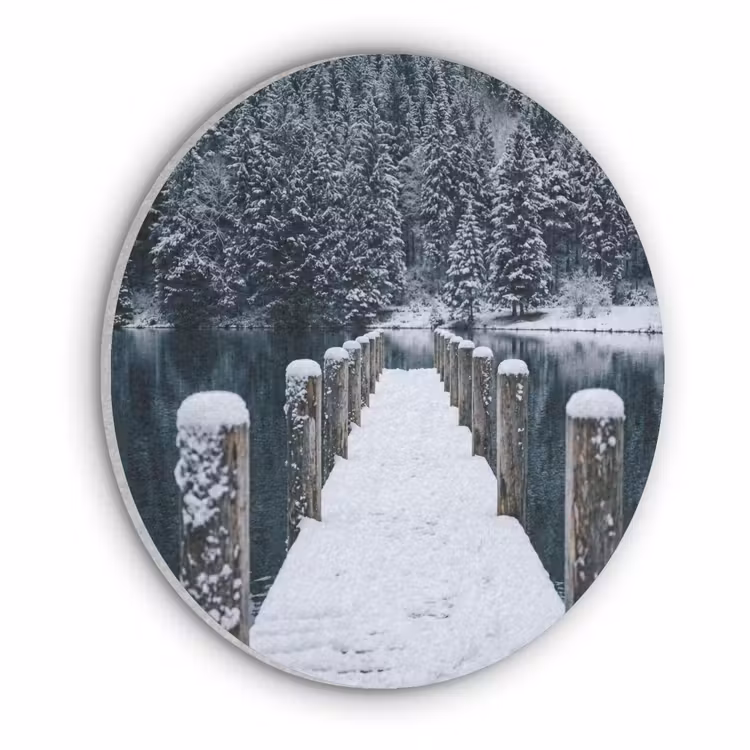 Steiger - Meer - Sneeuw - Bergen - Rustgevend Akoestische PET Vilt - Rond klein -3d