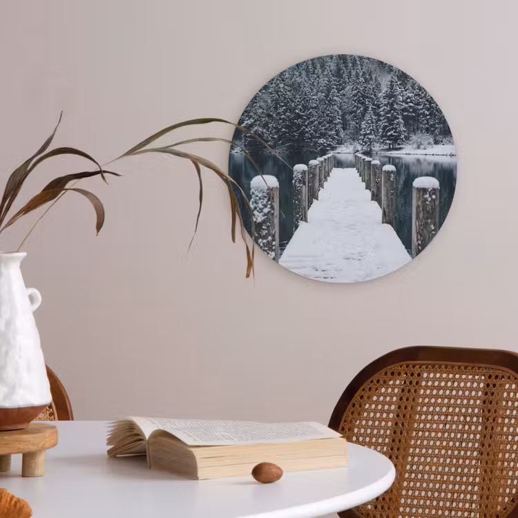 Steiger - Meer - Sneeuw - Bergen - Rustgevend Akoestische PET Vilt - Rond klein -sfeer3