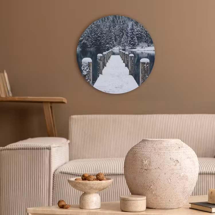 Steiger - Meer - Sneeuw - Bergen - Rustgevend Akoestische PET Vilt - Rond klein -sfeer1