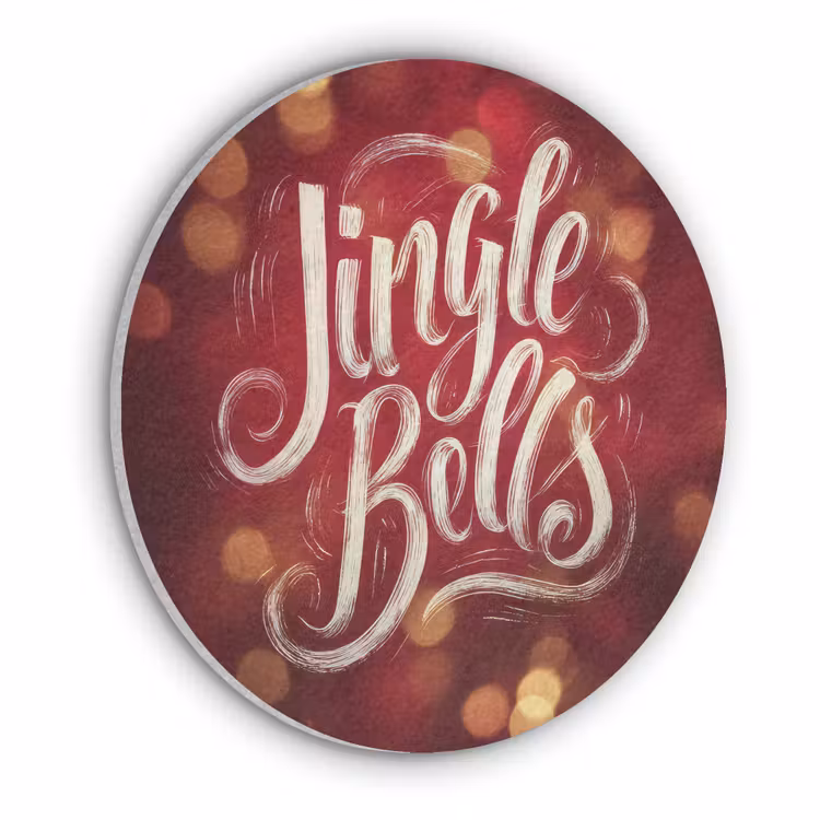Jingle - Bells - Kerst - Rood Akoestische PET Vilt - Rond klein -3d
