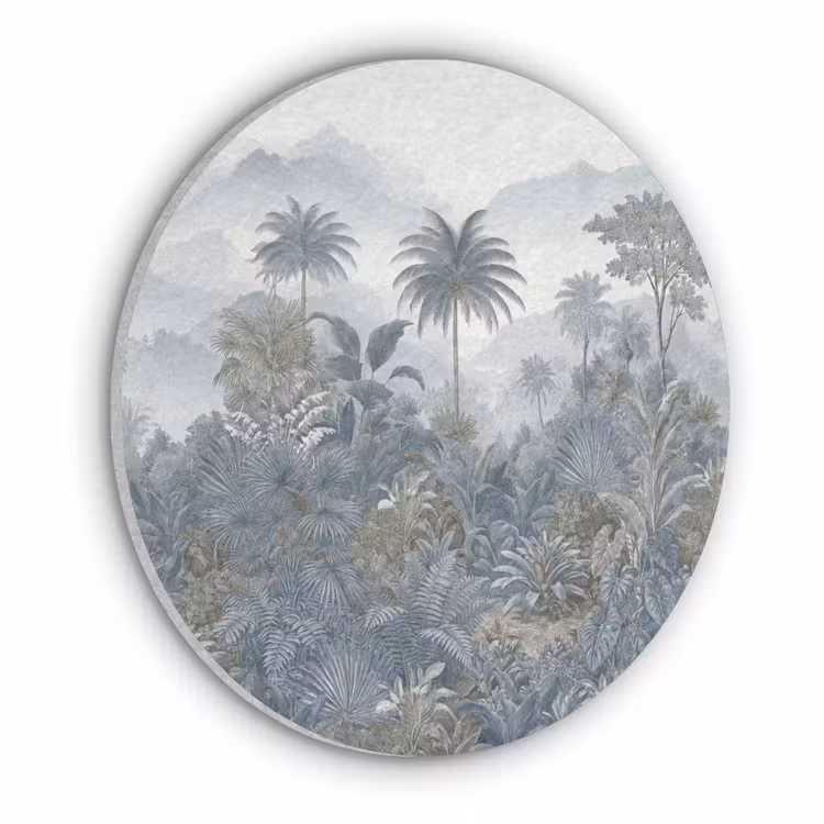 Jungle - Landschap - Blauw Akoestische PET Vilt - Rond klein -3d