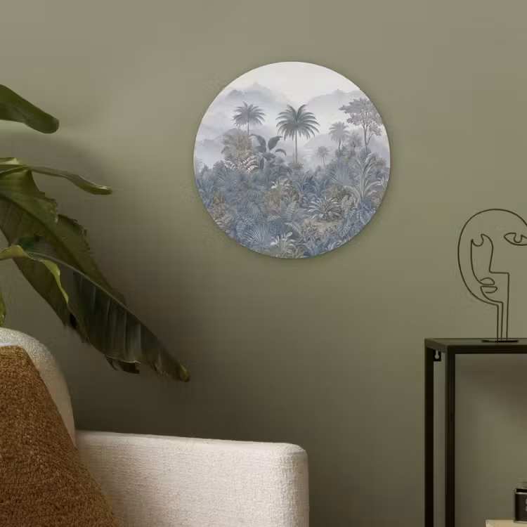 Jungle - Landschap - Blauw Akoestische PET Vilt - Rond klein -sfeer2