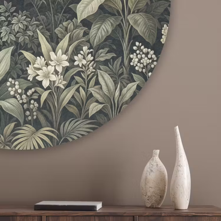 Jungle - Bladeren - Botanisch - Groen Akoestische PET Vilt - Rond klein -sfeer5_closeup