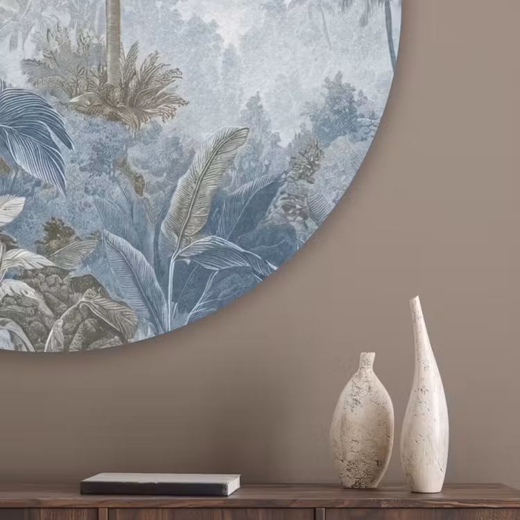 Jungle - Modern - Blauw - Groen Akoestische PET Vilt - Rond klein -sfeer5_closeup