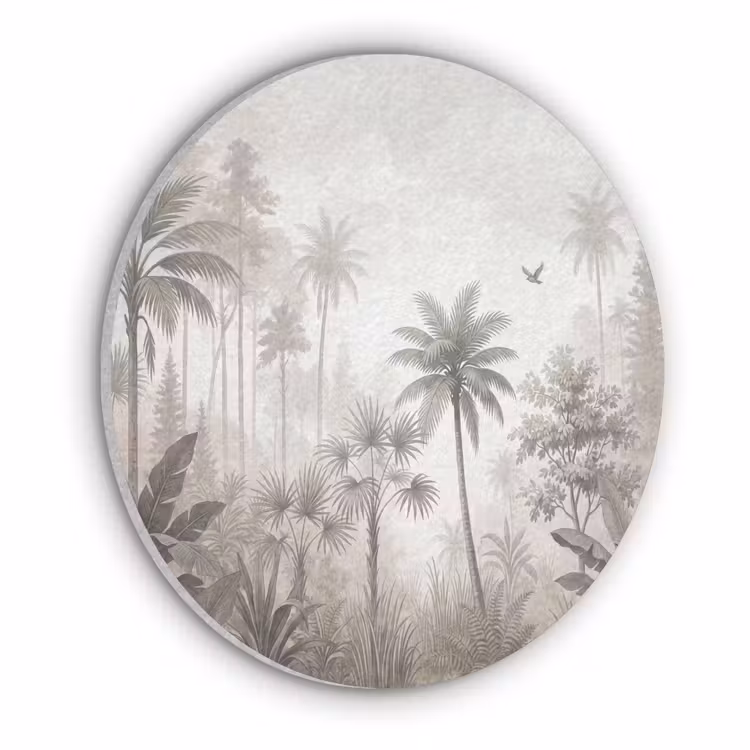 Jungle - Palmbomen - Natuur Akoestische PET Vilt - Rond klein -3d