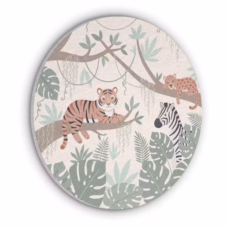 Jungle - Rustiek - Pastel Akoestische PET Vilt - Rond klein -3d