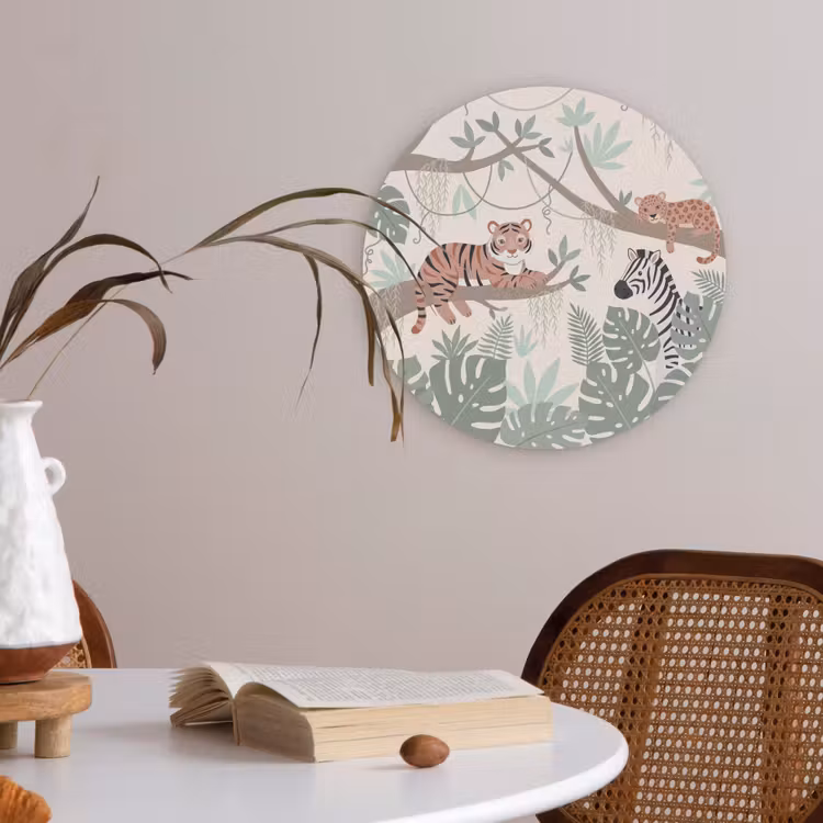 Jungle - Rustiek - Pastel Akoestische PET Vilt - Rond klein -sfeer3