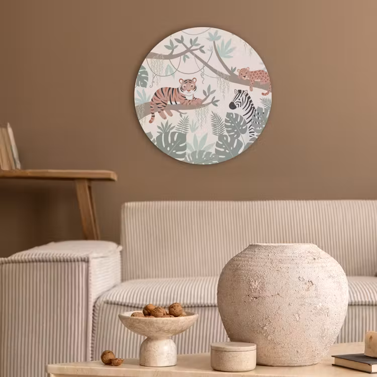 Jungle - Rustiek - Pastel Akoestische PET Vilt - Rond klein -sfeer1