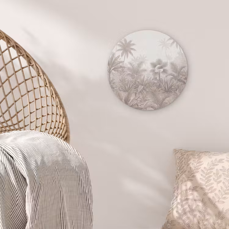 Jungle - Tropisch - Natuur -Vintage - Beige Akoestische PET Vilt - Rond klein -sfeer4