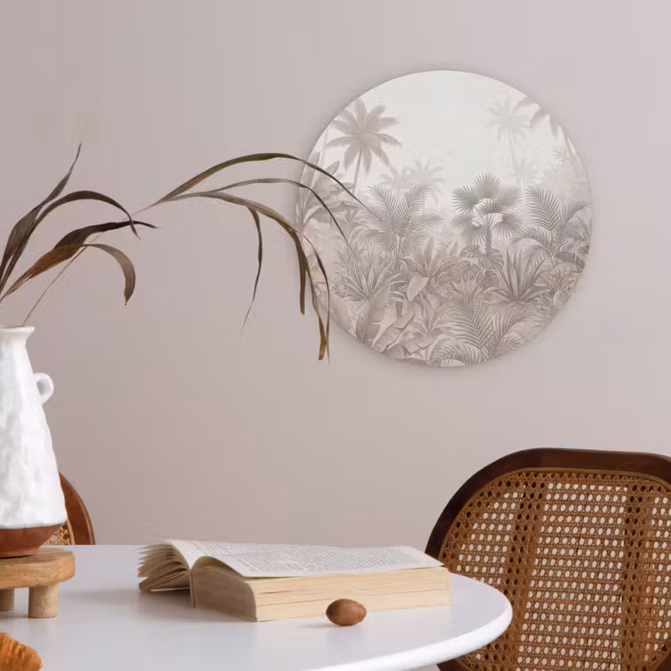 Jungle - Tropisch - Natuur -Vintage - Beige Akoestische PET Vilt - Rond klein -sfeer3