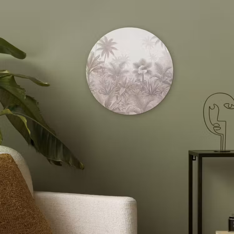 Jungle - Tropisch - Natuur -Vintage - Beige Akoestische PET Vilt - Rond klein -sfeer2