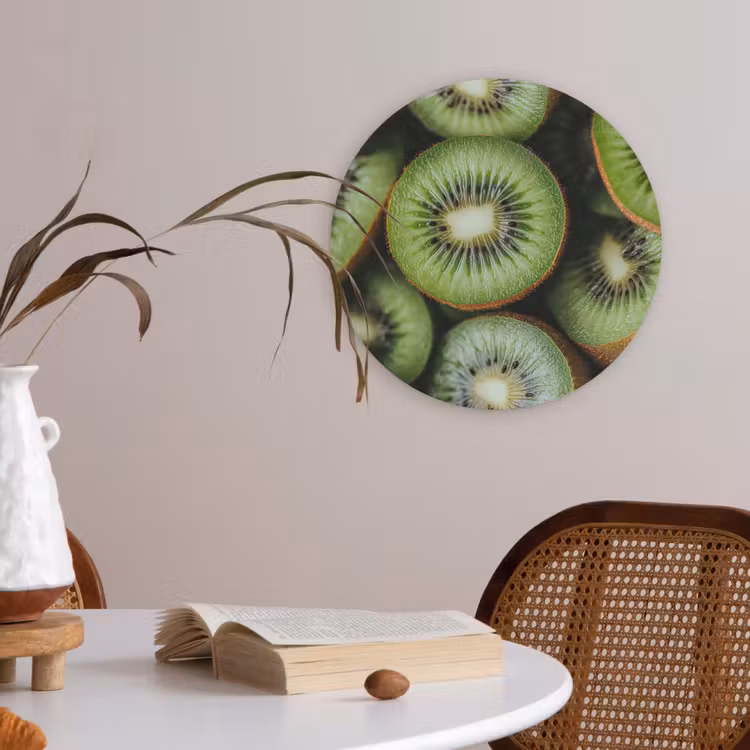 Kiwi - Fruit - Groen Akoestische PET Vilt - Rond klein -sfeer3