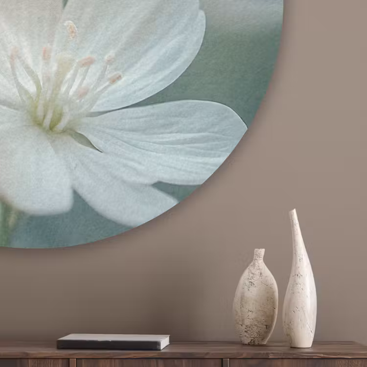 Lieveheersbeestje - Bloemen - Wit Akoestische PET Vilt - Rond klein -sfeer5_closeup